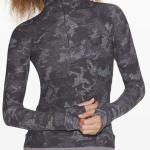 Lululemon Athletica Gray Black Fitted Long Sleeve Bodysuit